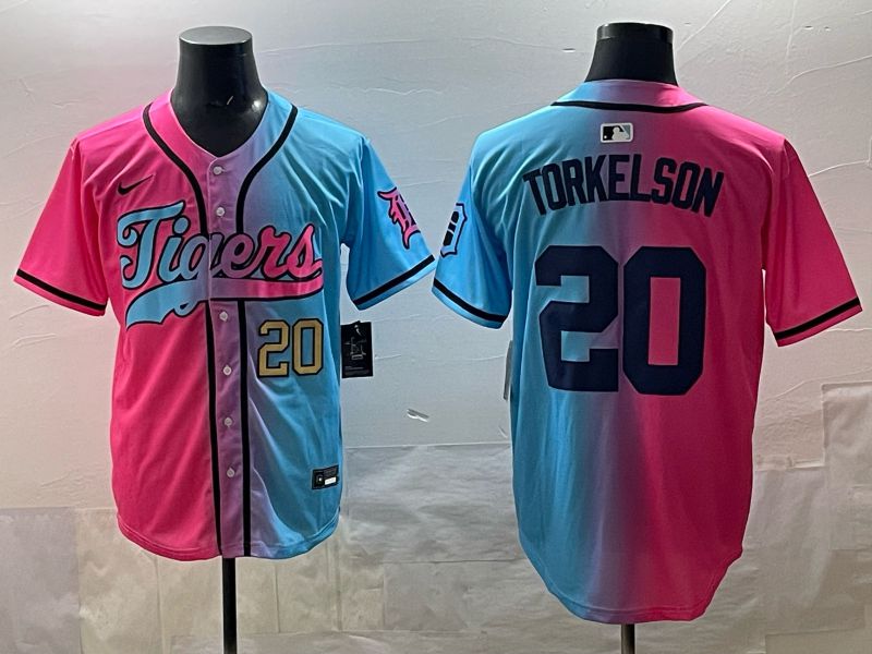 Men 2025 Detroit Tigers #20 Torkelson Blue pink Game Nike MLB Jersey style 02